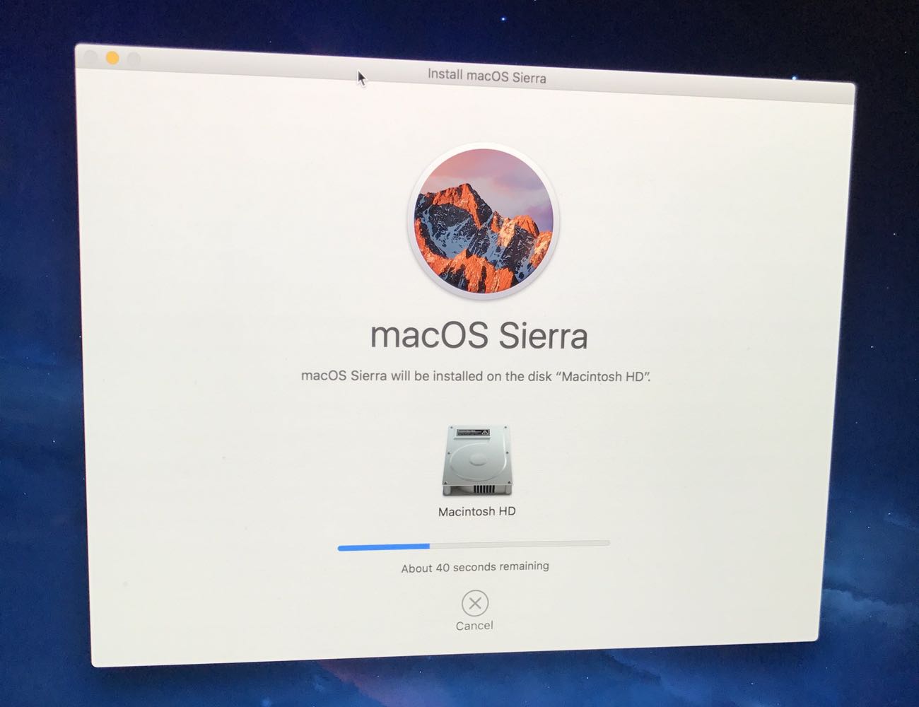 Finally installing macOS Sierra